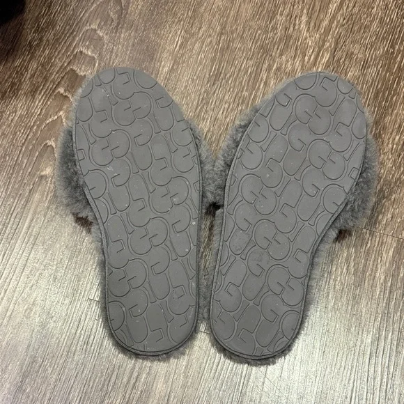 UGG Women's Charcoal Fuzzy Slippers - Picture 2 of 2
